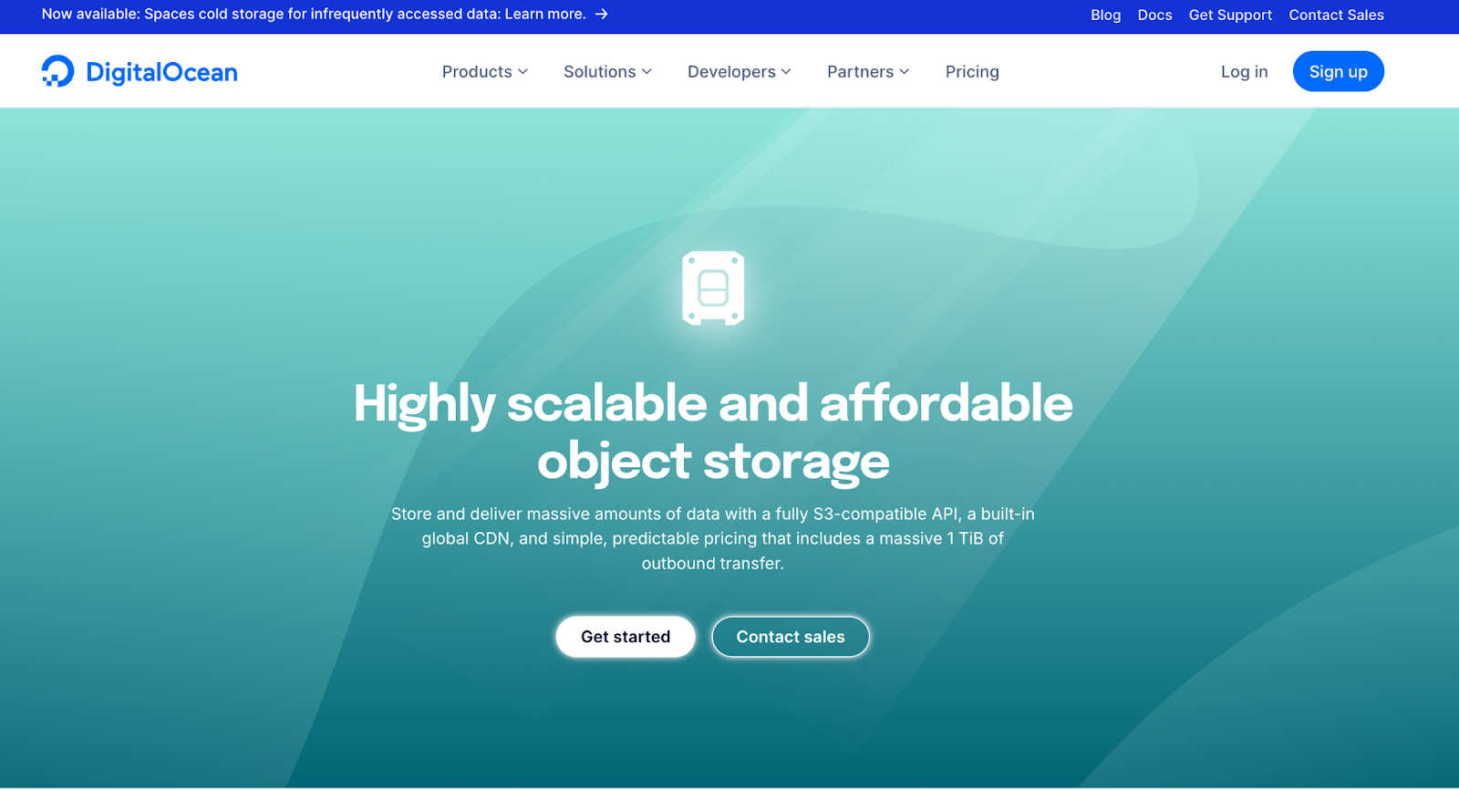 DigitalOcean Storage product page